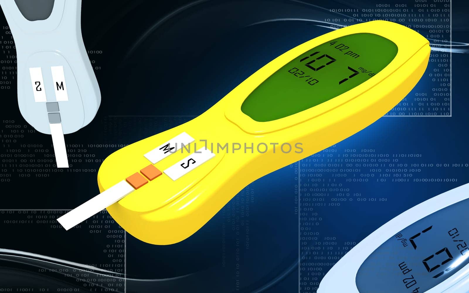 Digital illustration of Glocometre in colour background