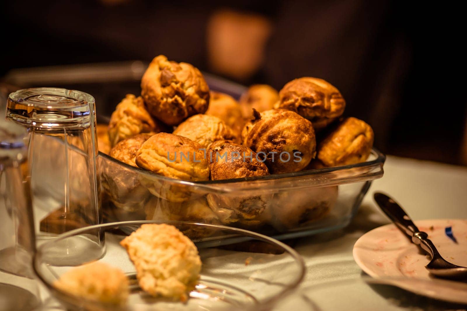 Fritters on a table served as a christmas snack