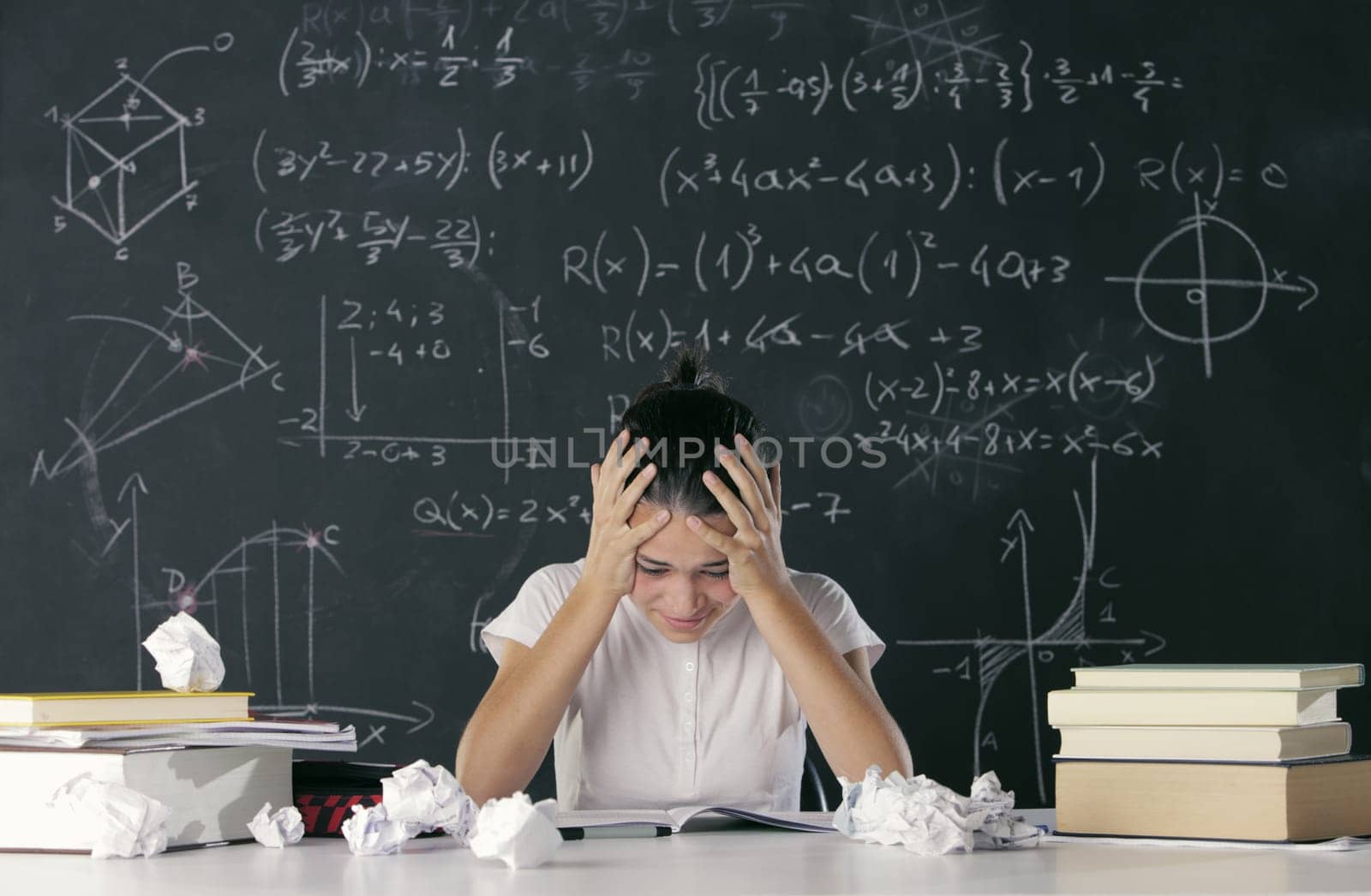 Girl fails to solve a mathematical task