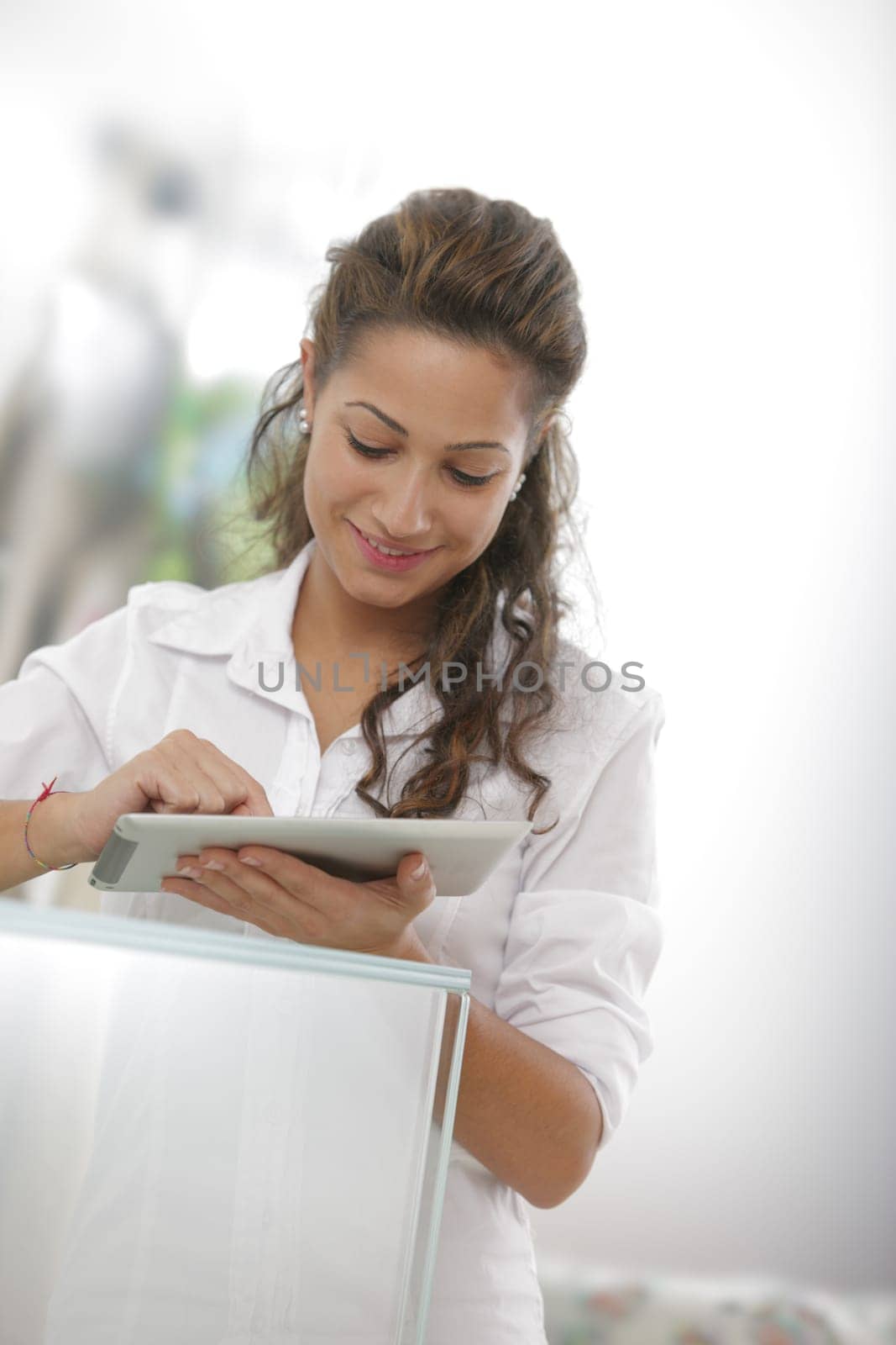 Handsome businesswoman  using his digital tablet