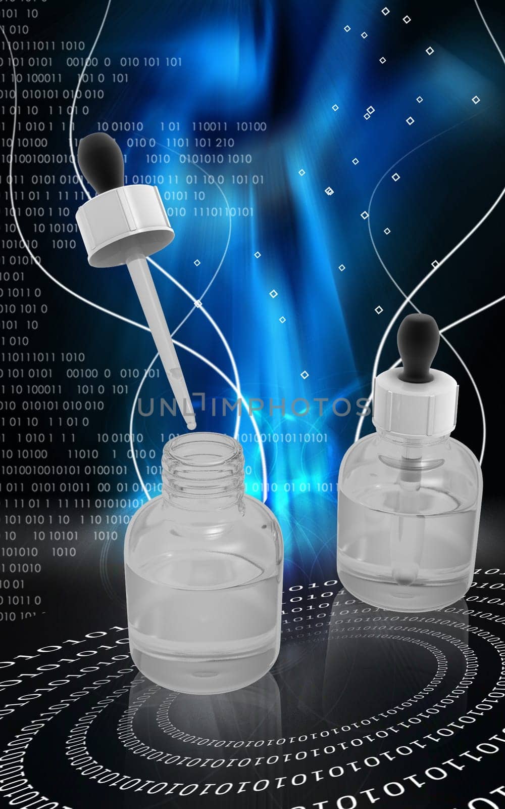 Digital illustration of medicine in colour background