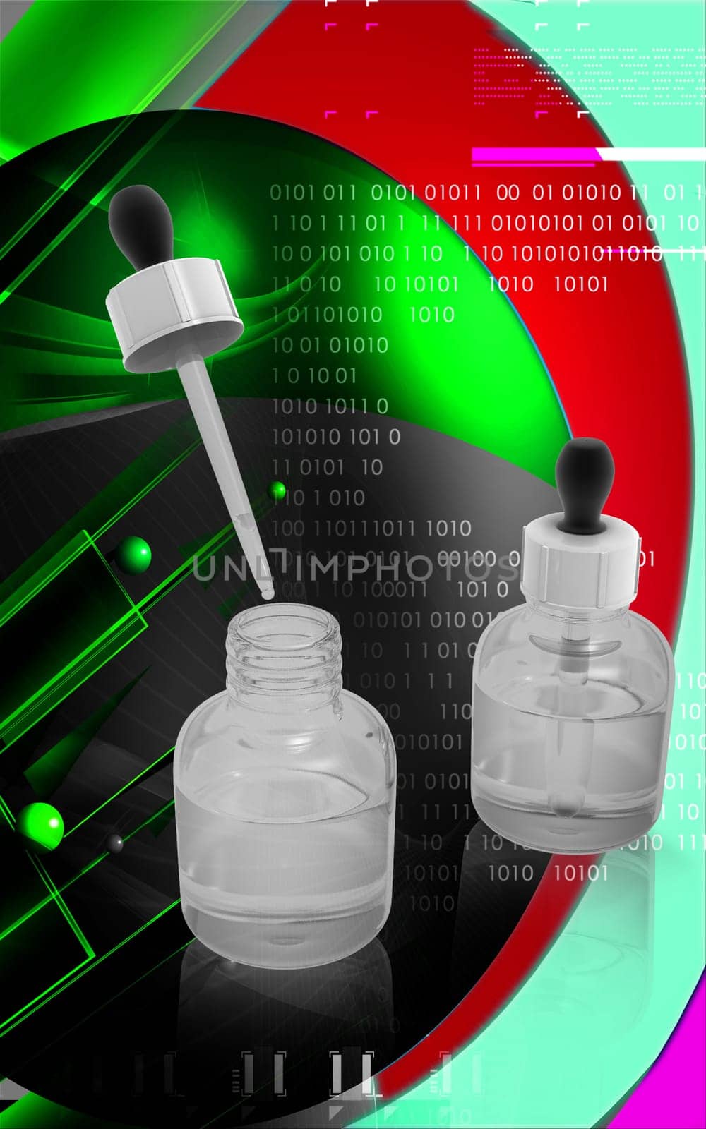 Digital illustration of medicine in colour background