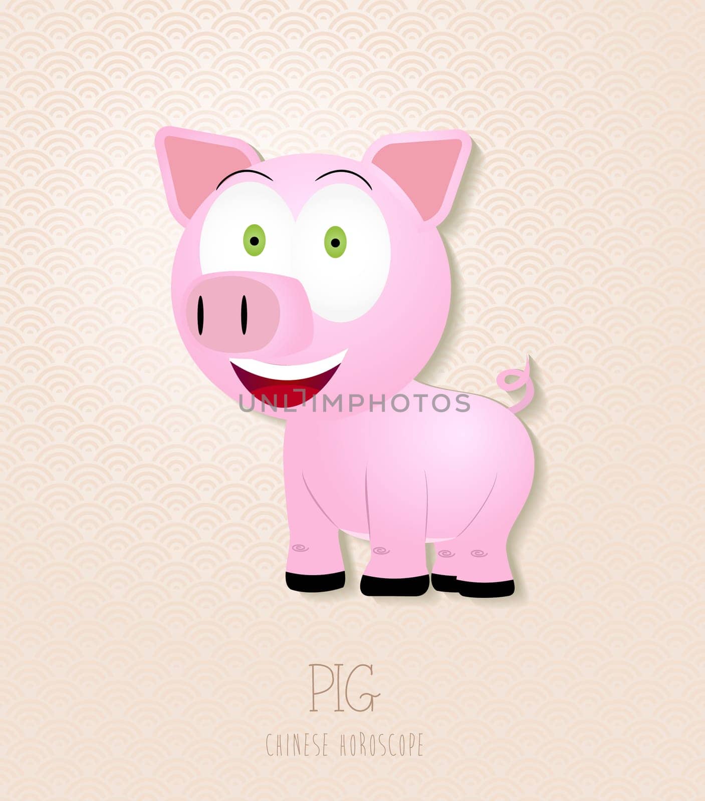 2019 Chinese New Year of the Pig funny cartoon zodiac collection illustration. EPS10 vector file with transparency layers.