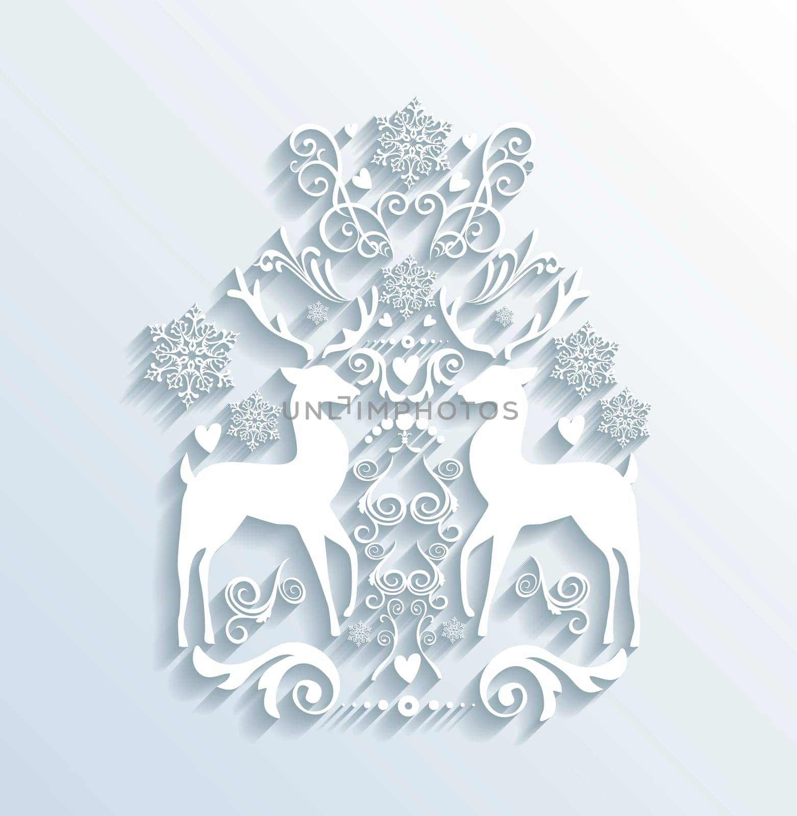 Merry Christmas and Happy new year contemporary ornamental white elements greeting card design. EPS10 vector illustration with transparency layers.