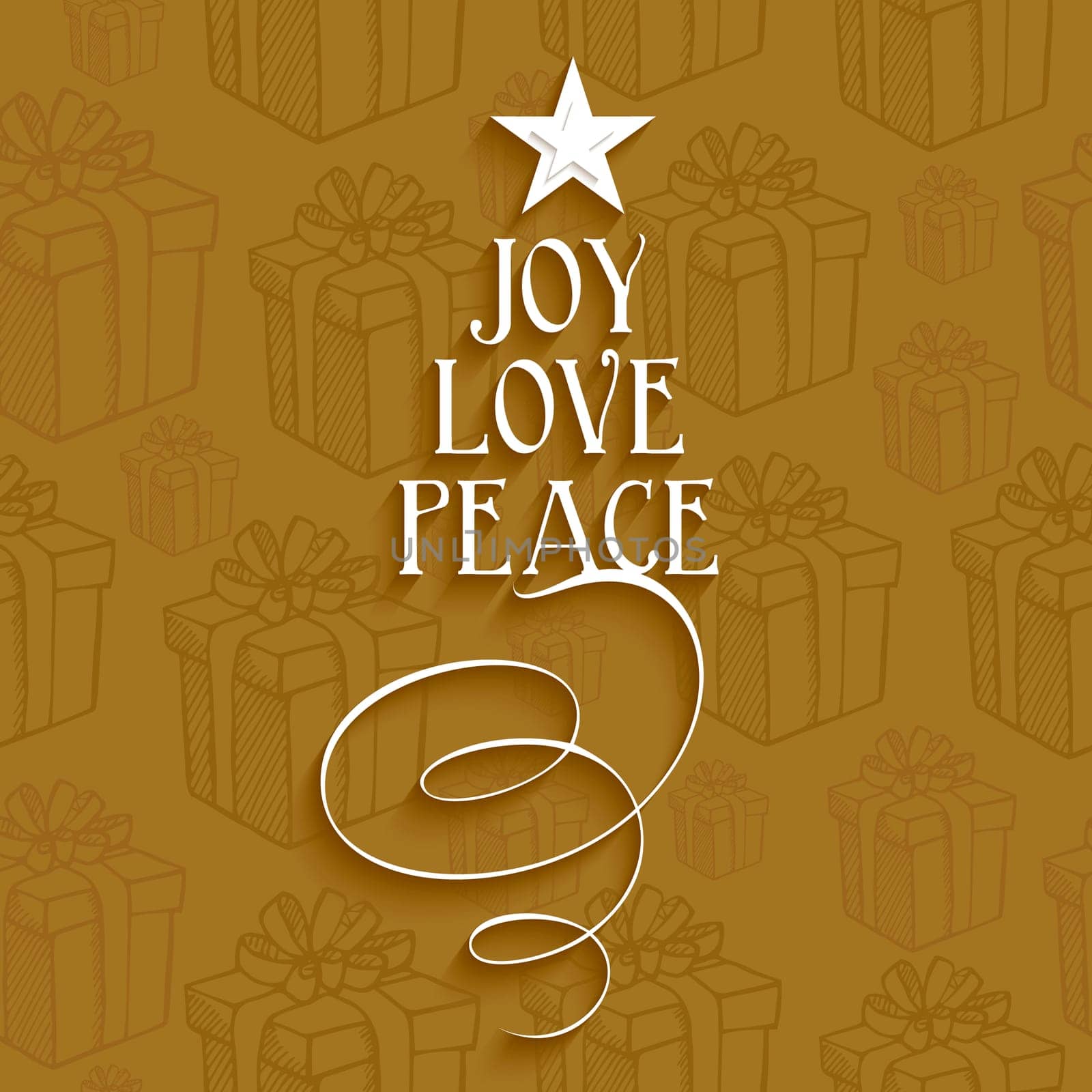 Merry Christmas text tree joy love and peace with seamless pattern background. EPS10 vector file organized in layers for easy editing.