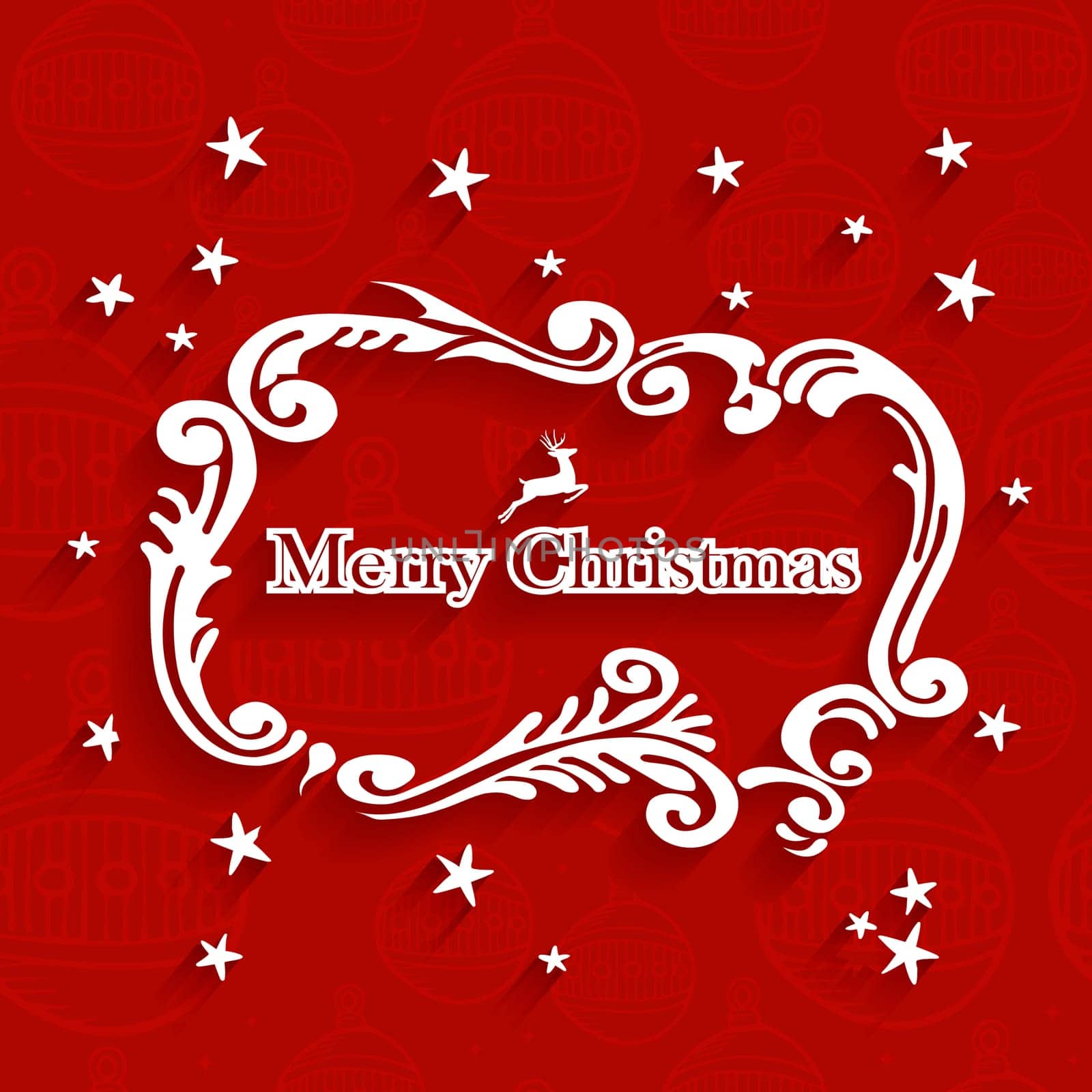 Merry Christmas vintage label with hanging baubles seamless pattern background. EPS10 vector file organized in layers for easy editing.