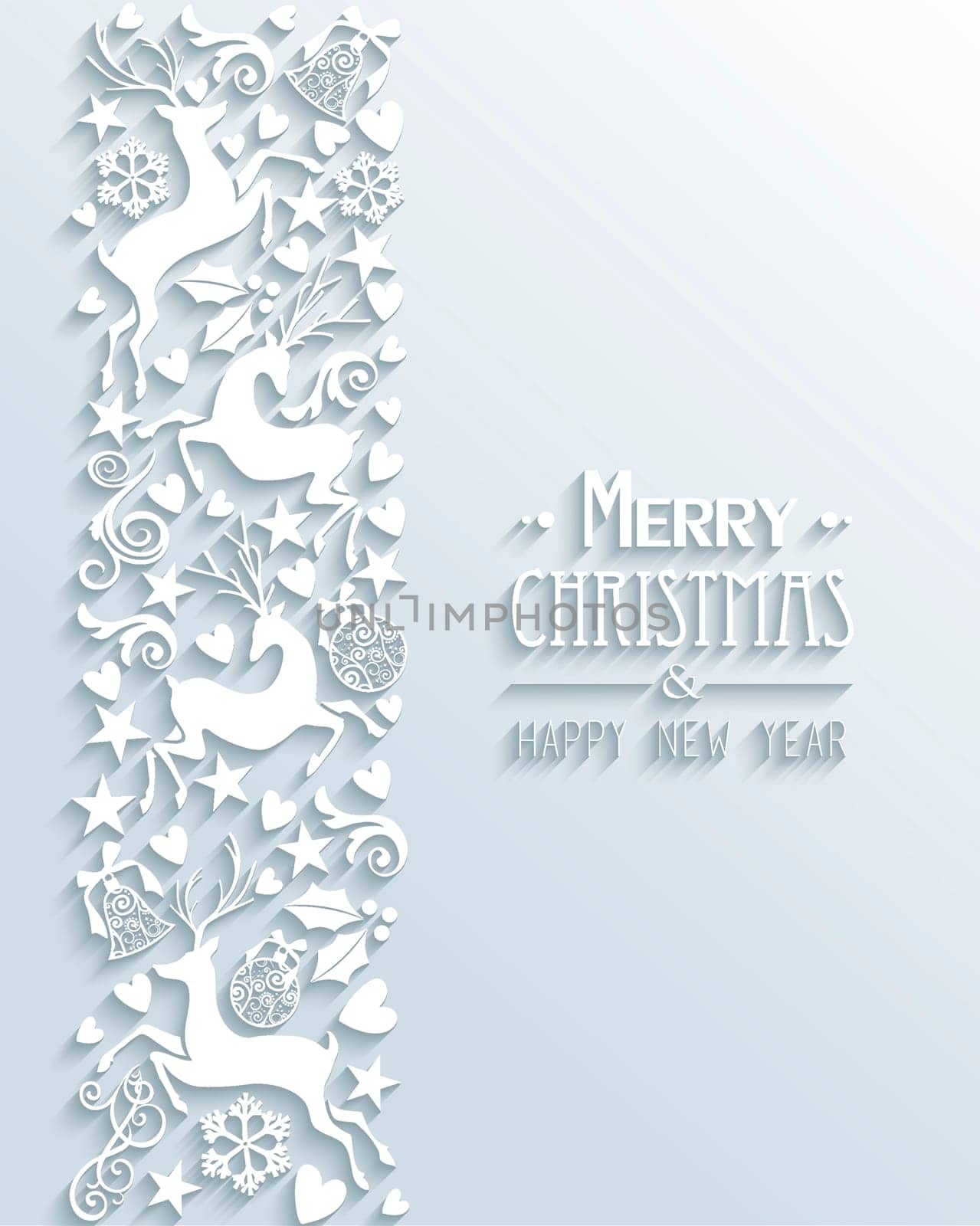 Merry Christmas and Happy new year contemporary 3d banner season card design. EPS10 vector illustration with transparency layers.
