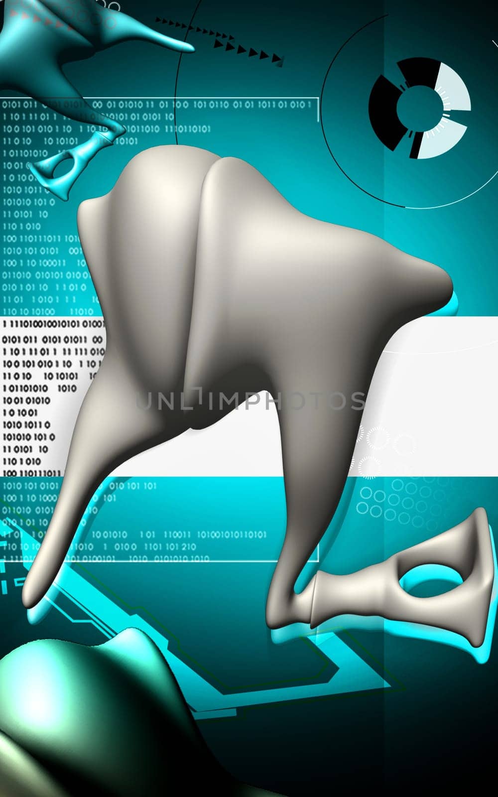 Digital illustration of ear in colour background