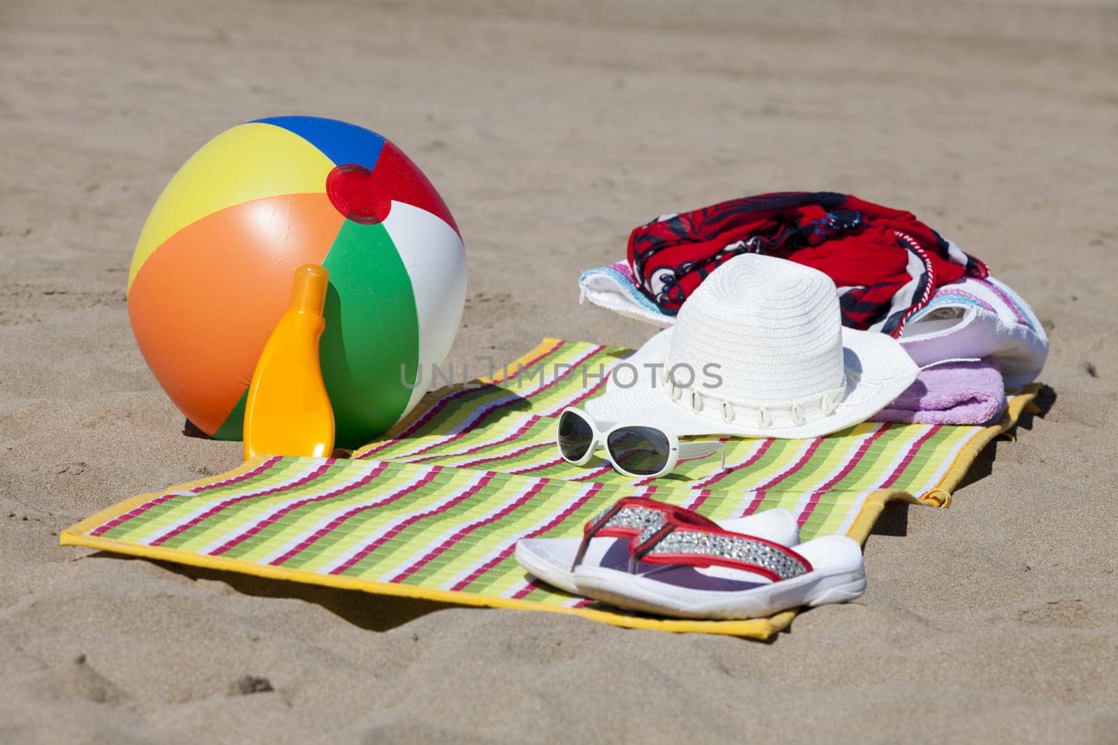 Beach accessories from the beach mat to the straw hat to the ball