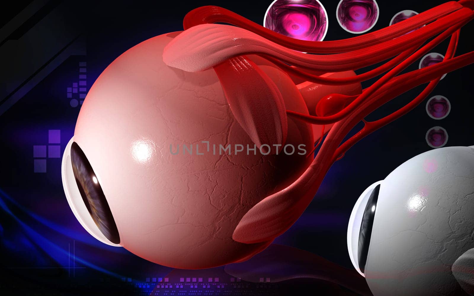 Digital illustration of eye in colour background