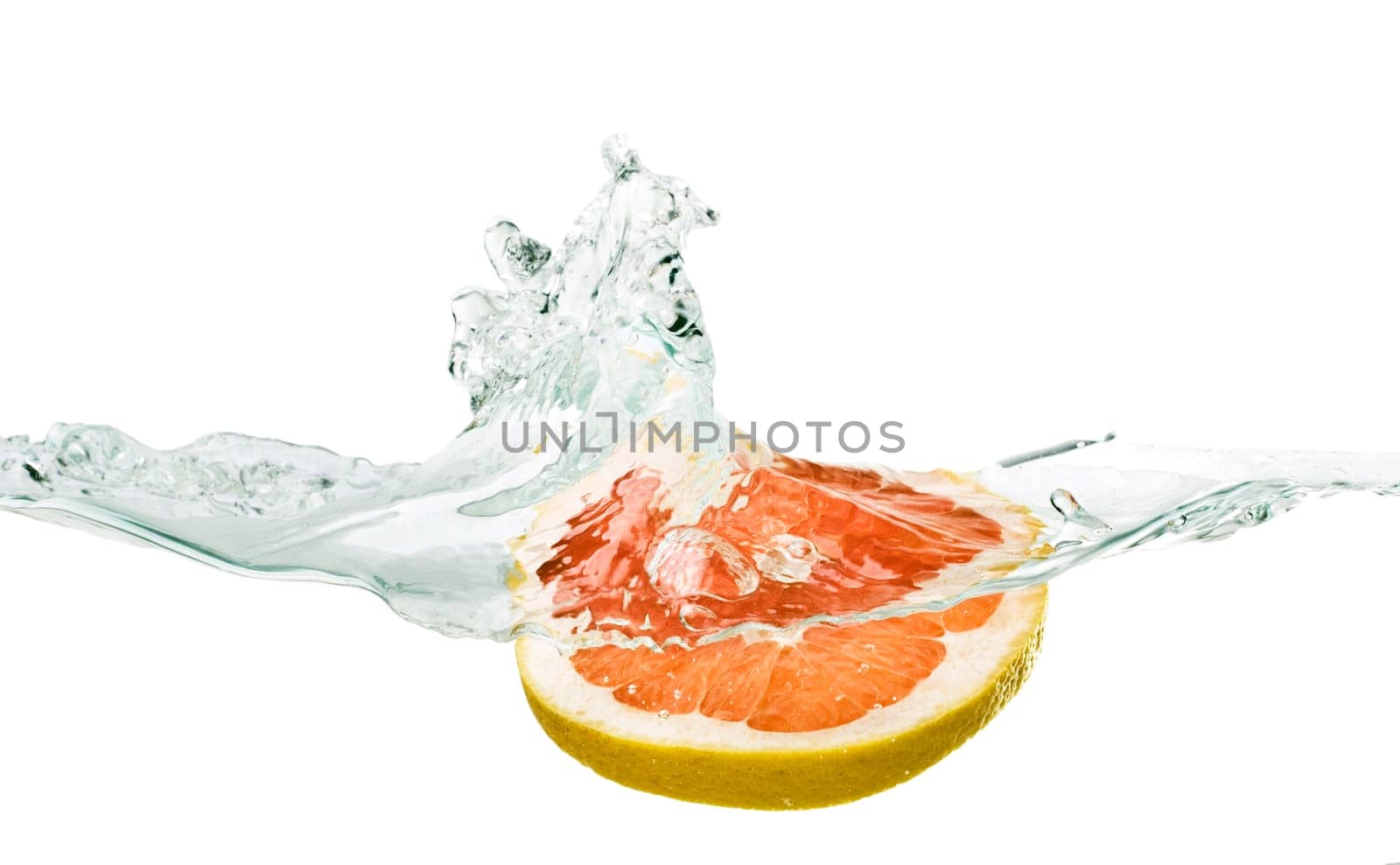 Orange splashing into water isolated on white