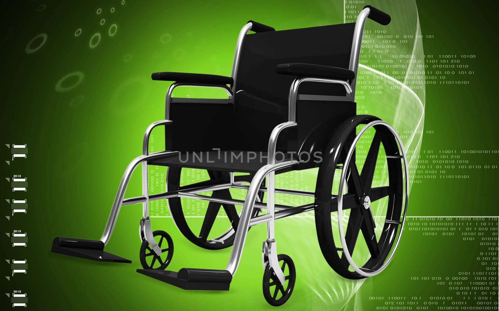 Digital Illustration of wheel chair in colour background