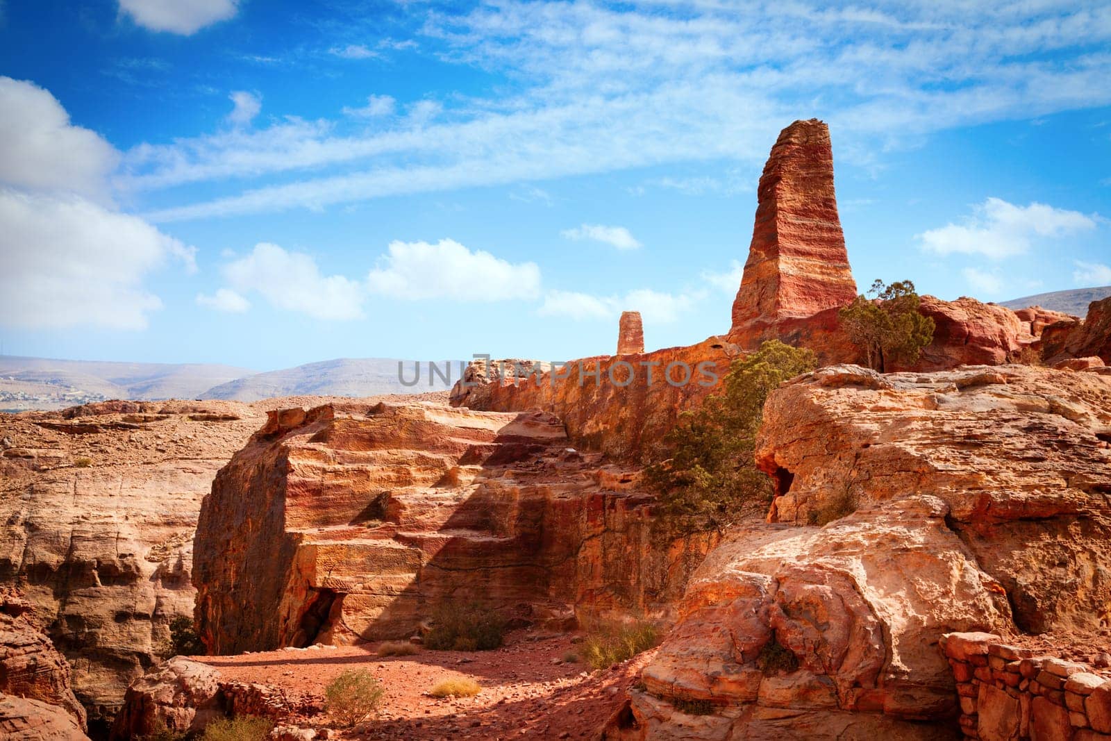 Scenic view of Jordanian desert at Petra