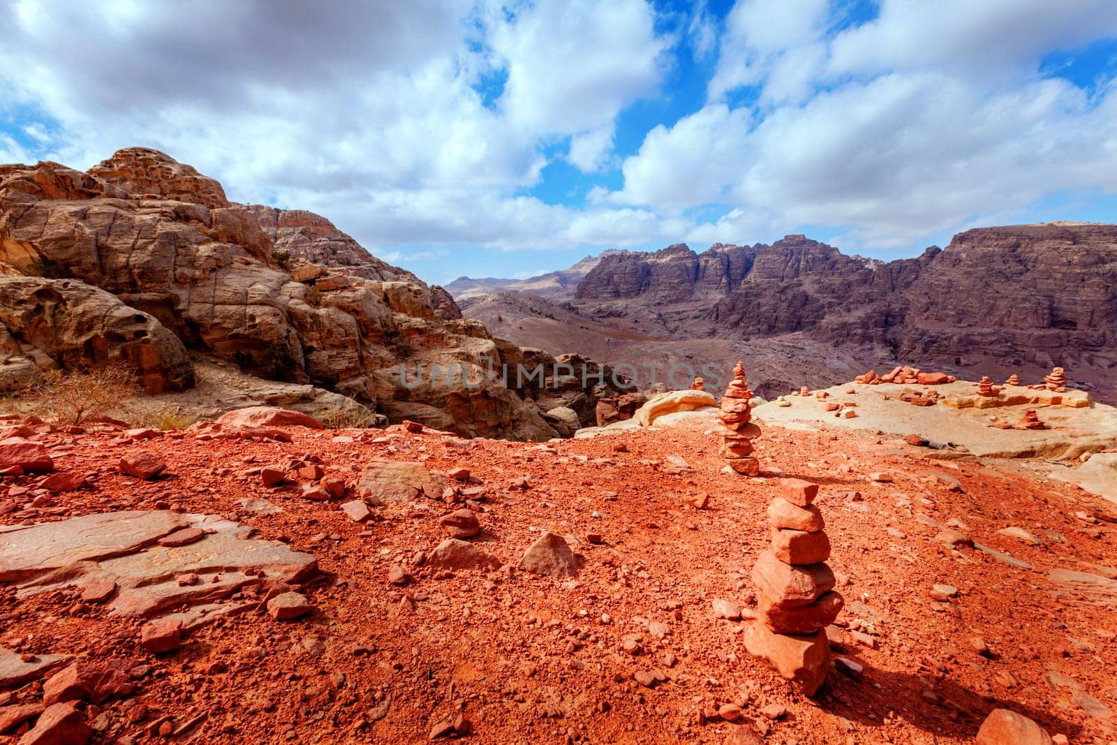 Scenic view of Jordanian desert at Petra