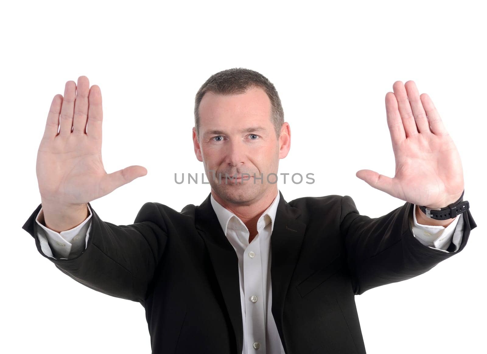 Businessman shows stop