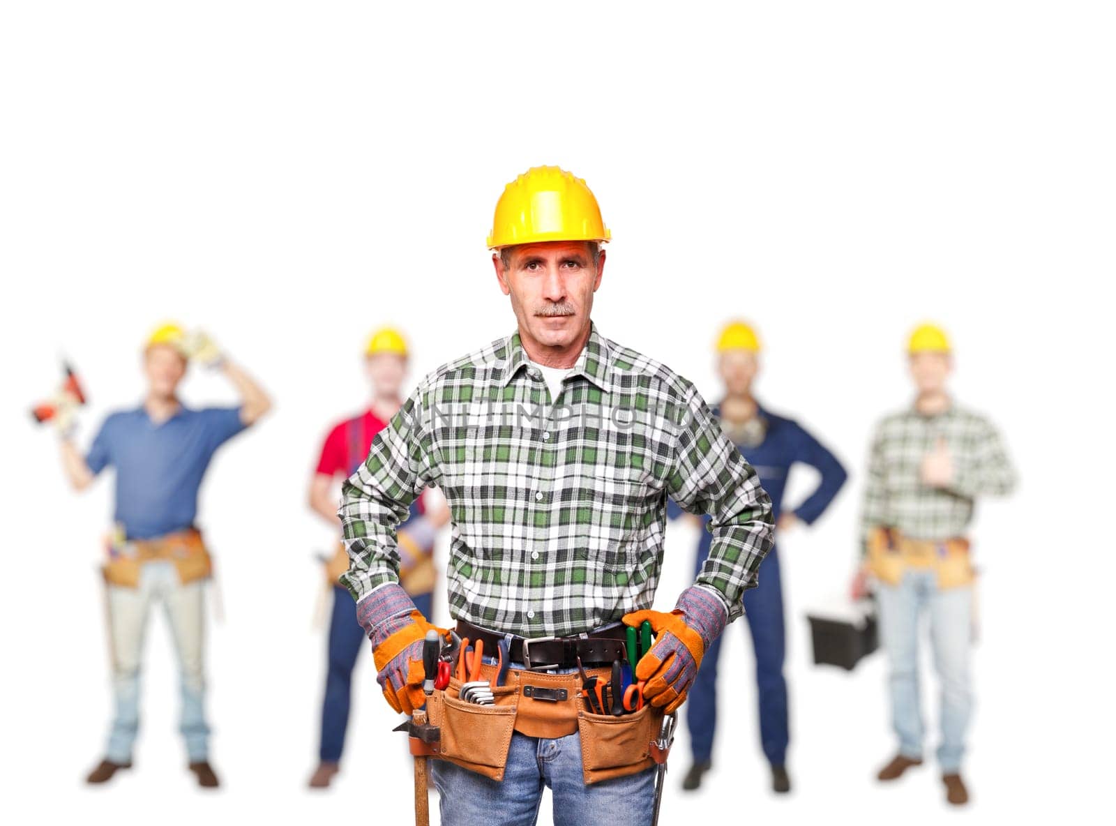 portrait of manual worker on white background