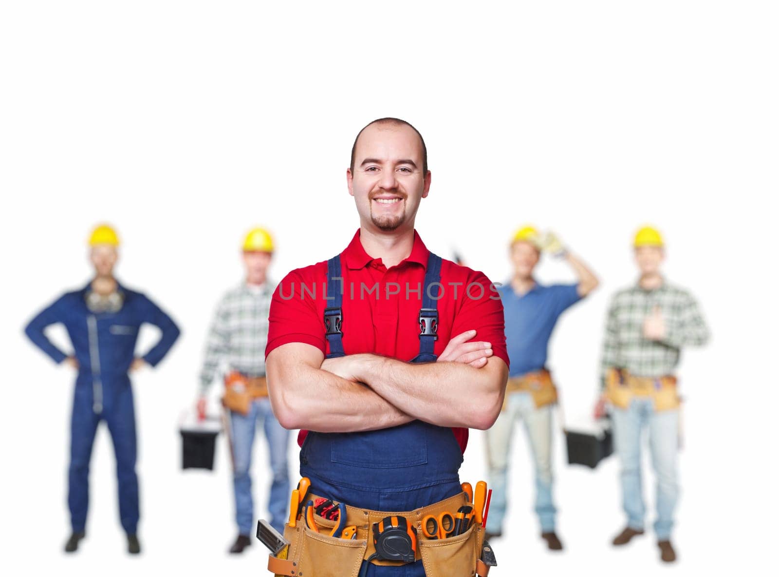 portrait of manual worker on white background