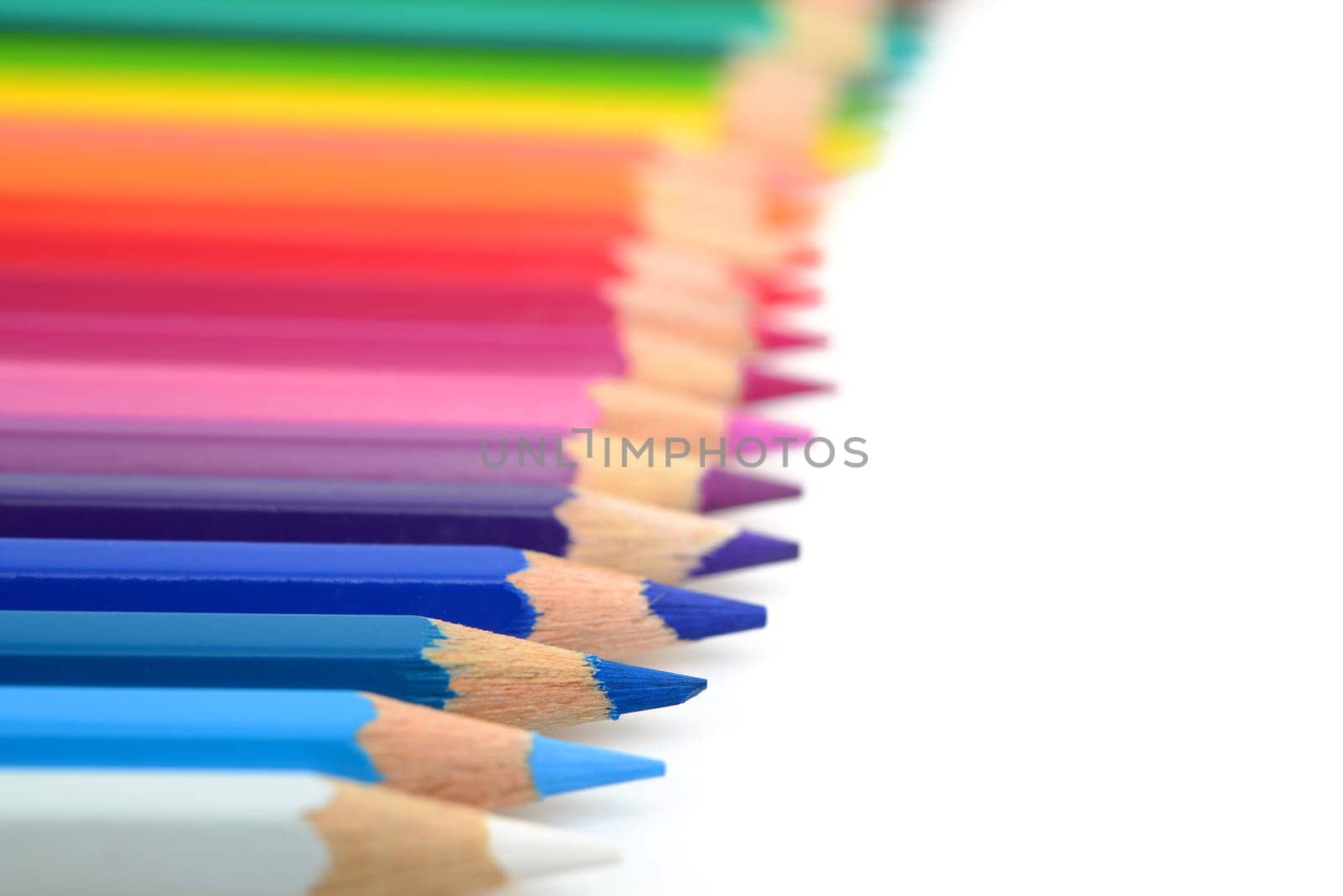 Color pencils on white background