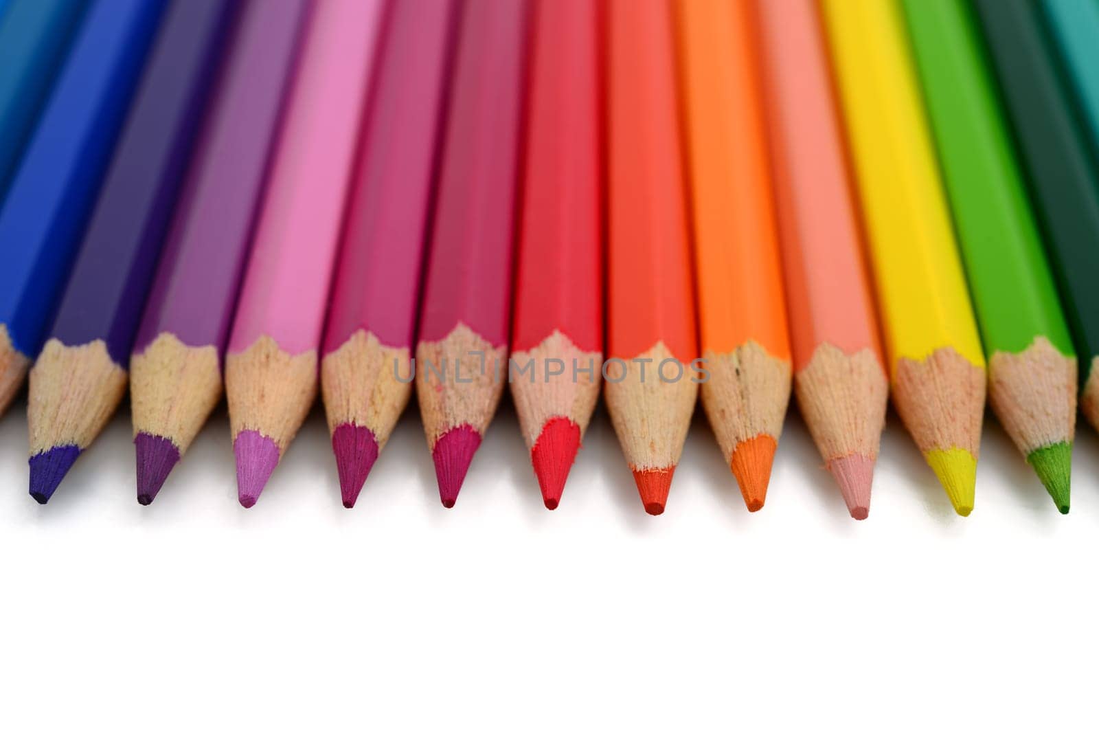Color pencils on white background
