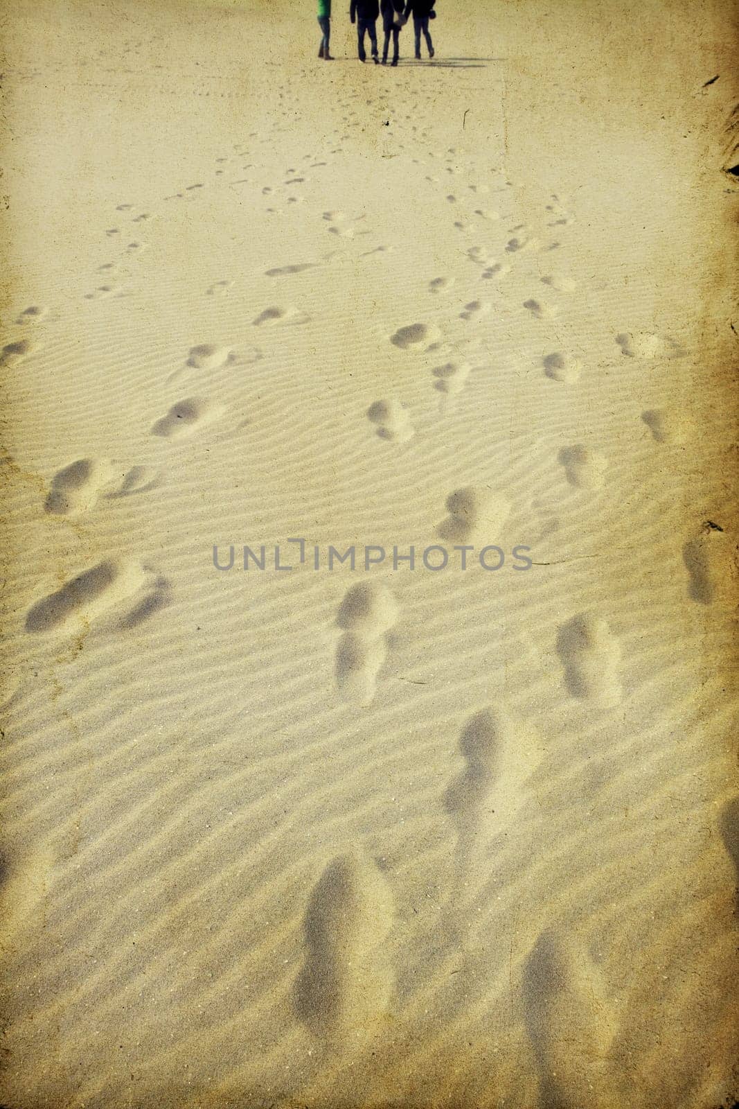 Footprints on the beach sand