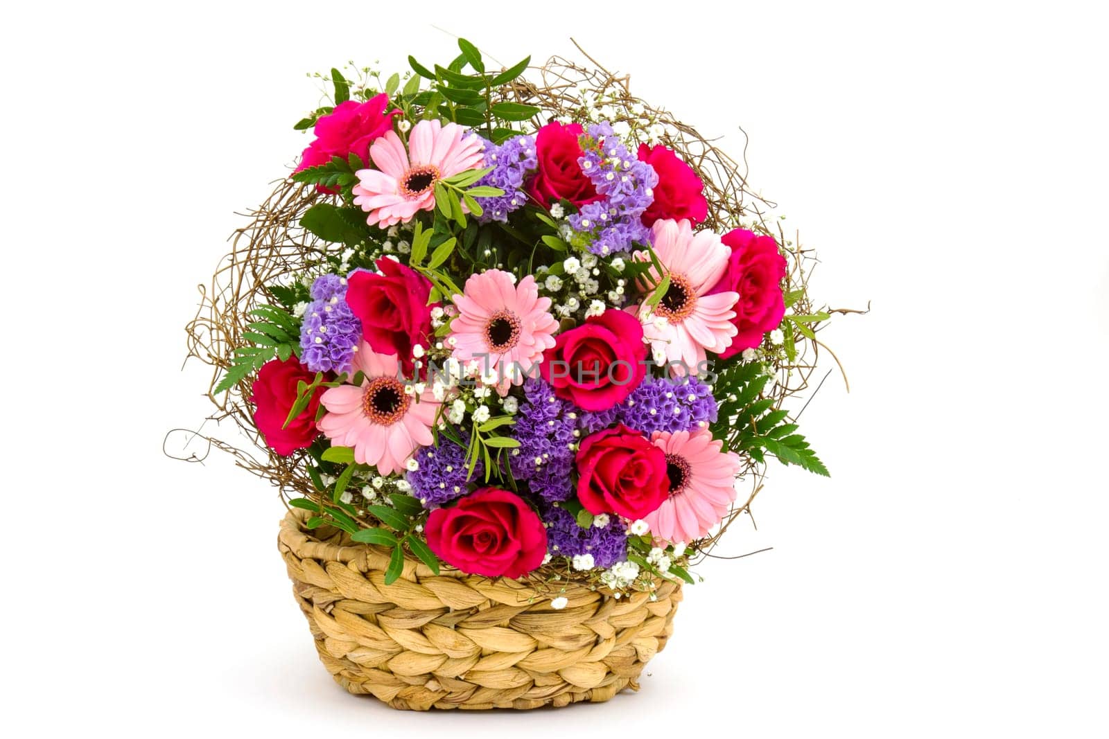 colourful flowers in a basket