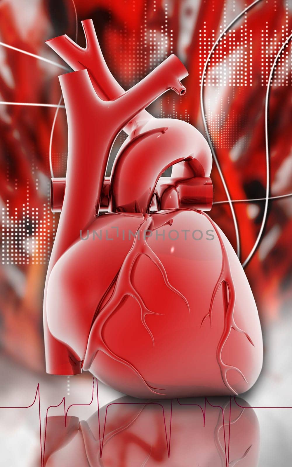 Digital illustration of heart in colour background