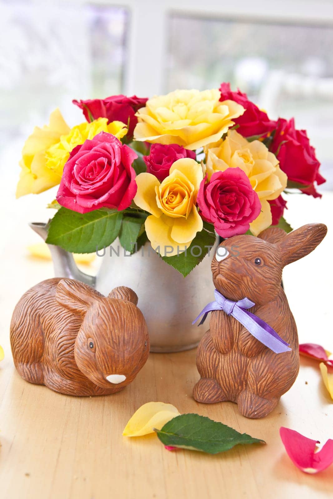 Little bunnies and fresh flowers for Easter