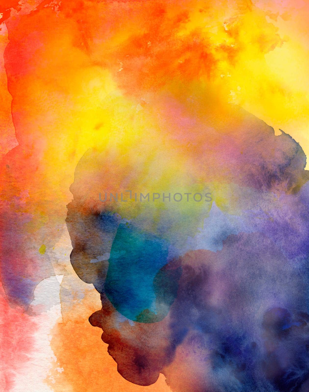 Watercolor color areas abstract colorful