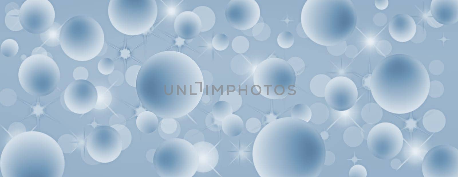 Blue floating bubbles coverphoto with panorama design size for  banner timeline header for smartphone or tablet