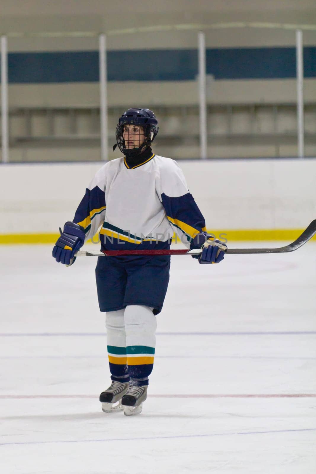 Female ice hockey player playing in a game
