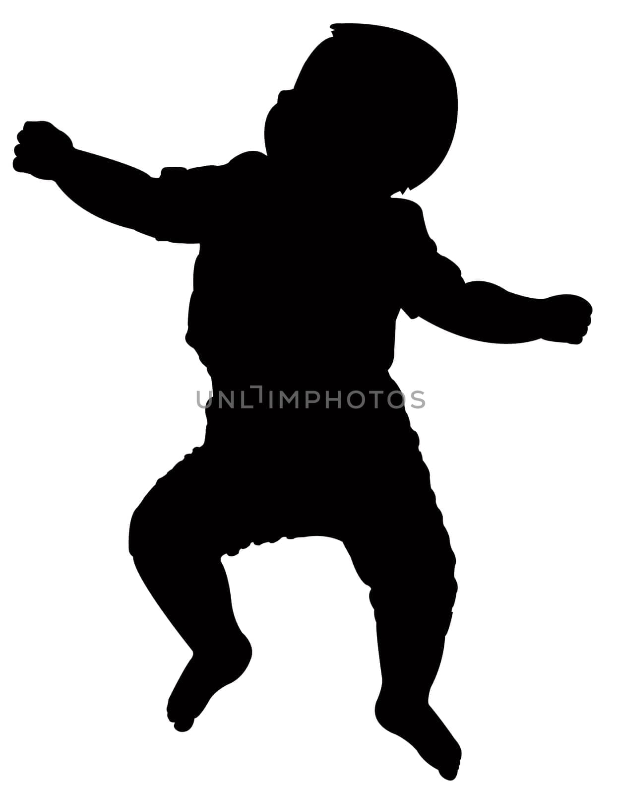 sleeping baby (flat on his back) silhouette, vector