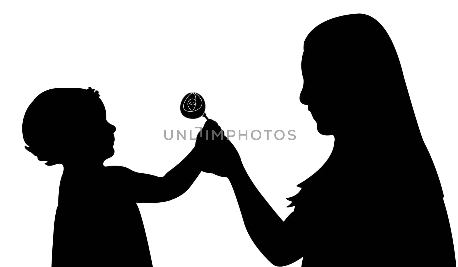 girl giving flower to her mom, vector
