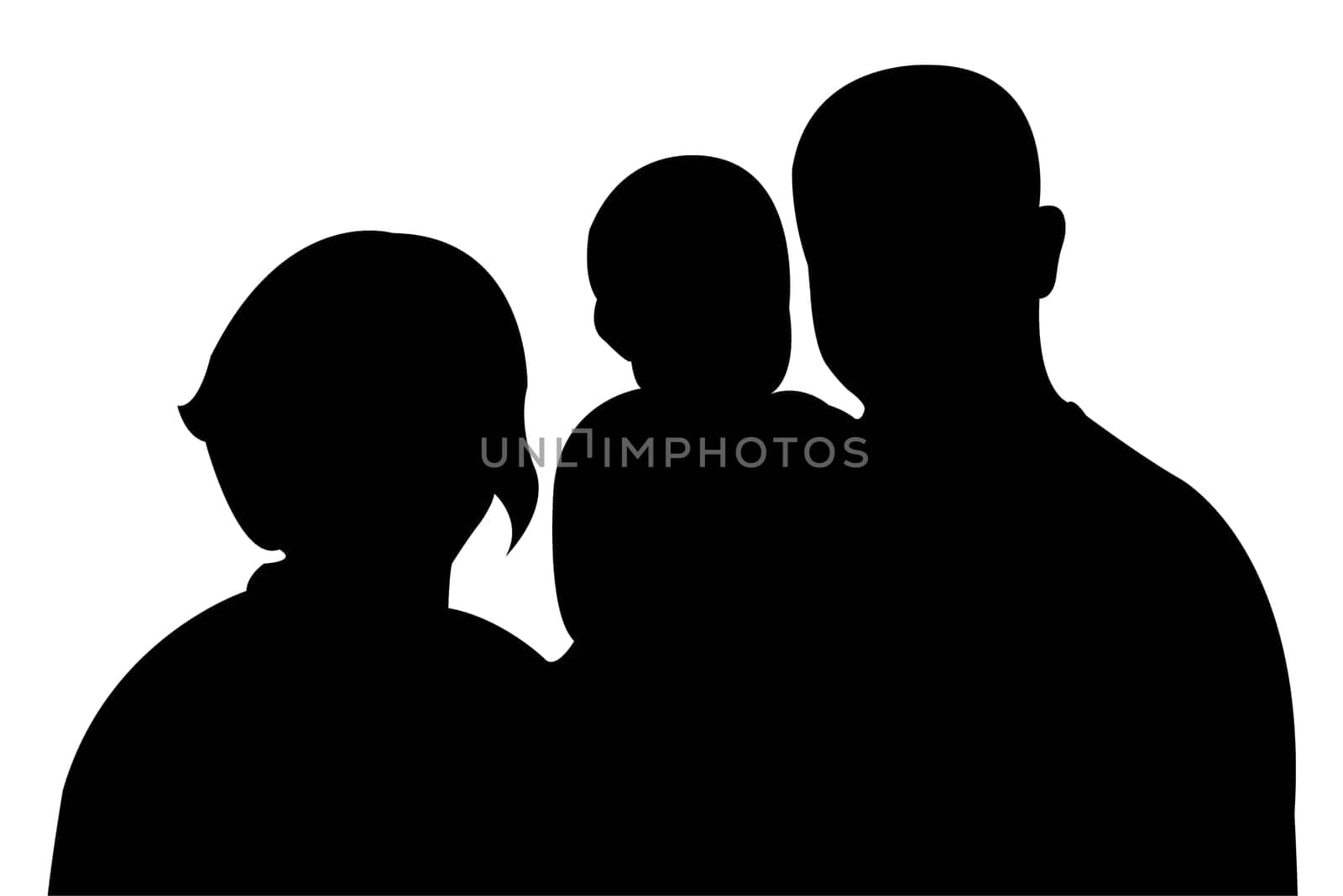 happy family portrait silhouette vector