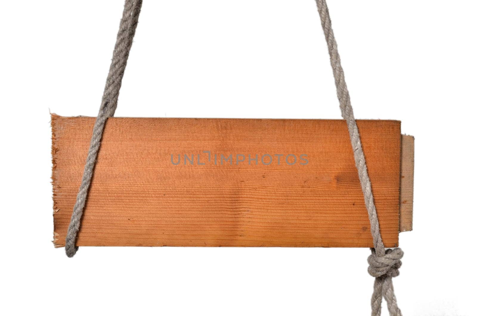old wooden sign hangs knitting rope