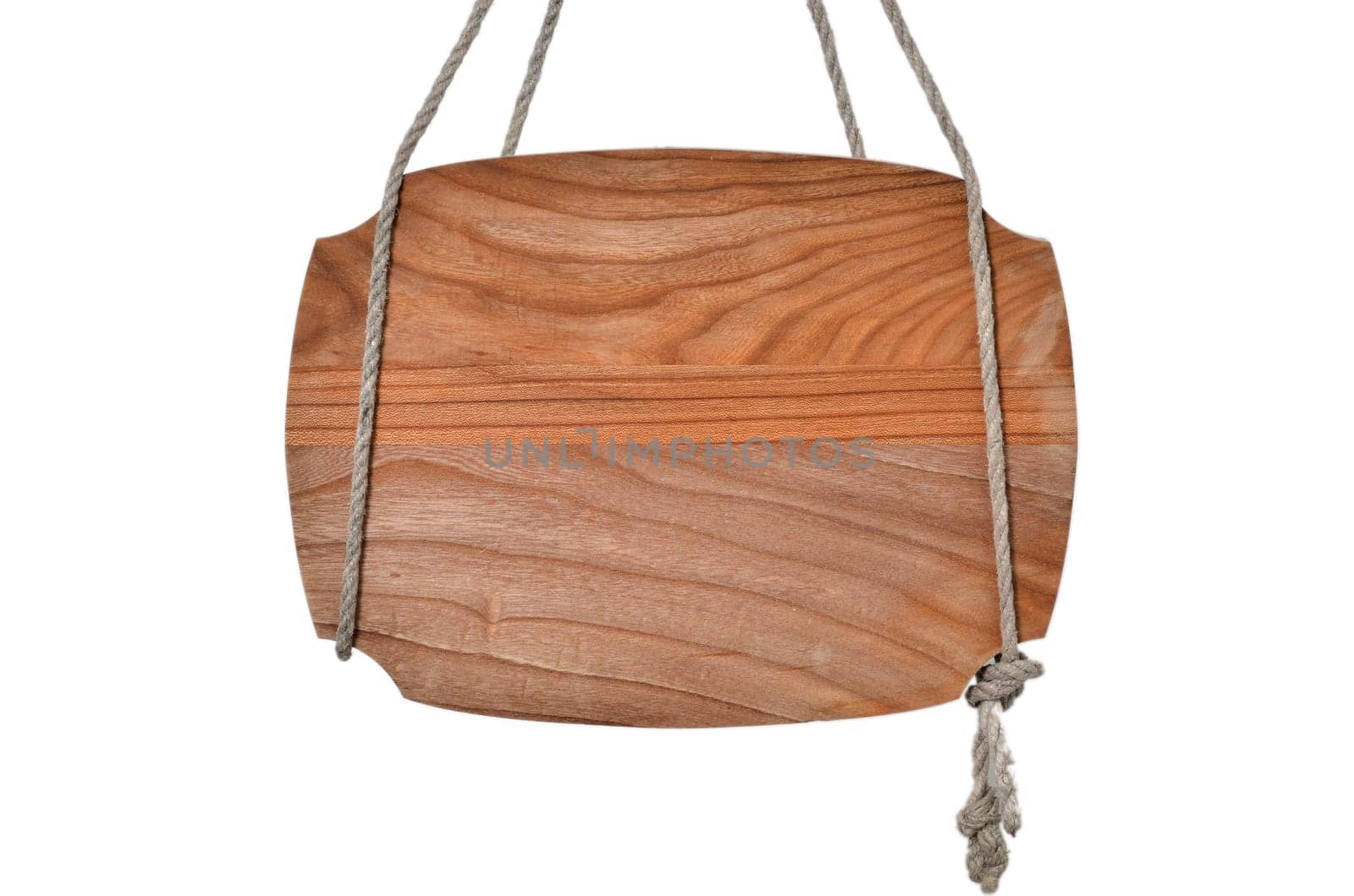 old wooden sign hangs knitting rope