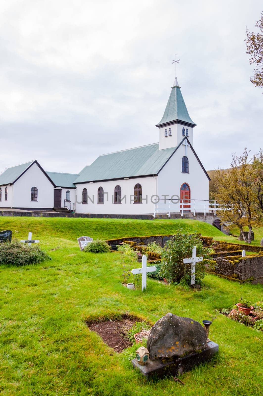 Cemetery and church in Iceland