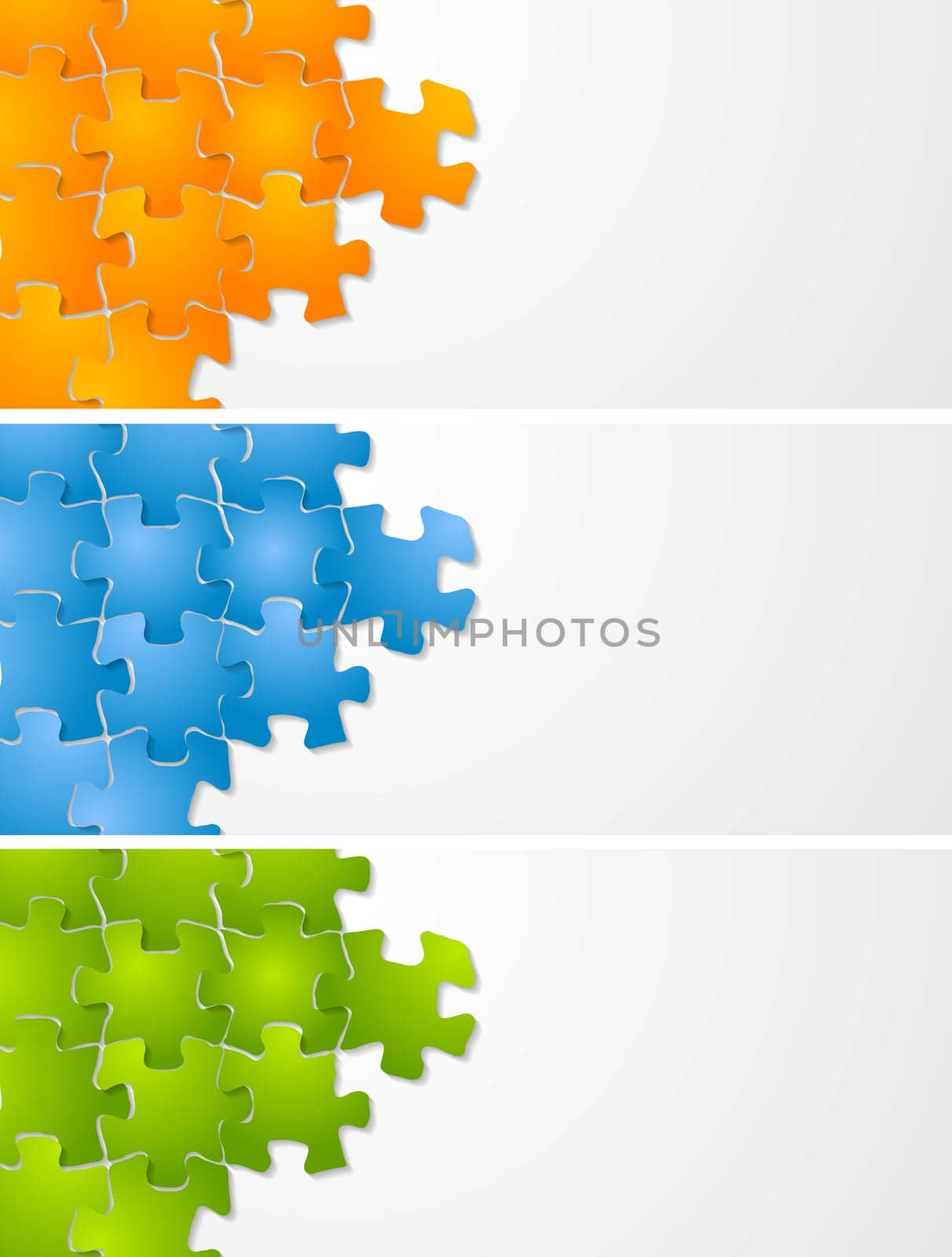 Abstract technology puzzle vector banners