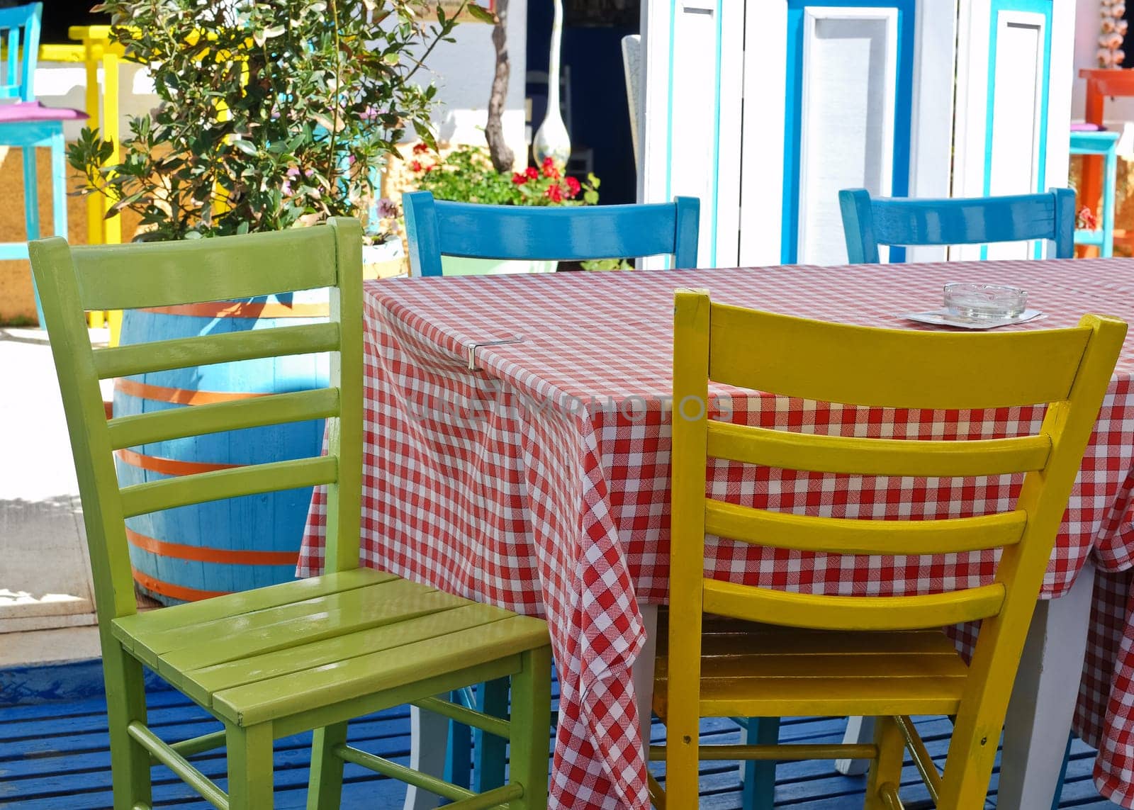 Colorful armchairs in the restaurant