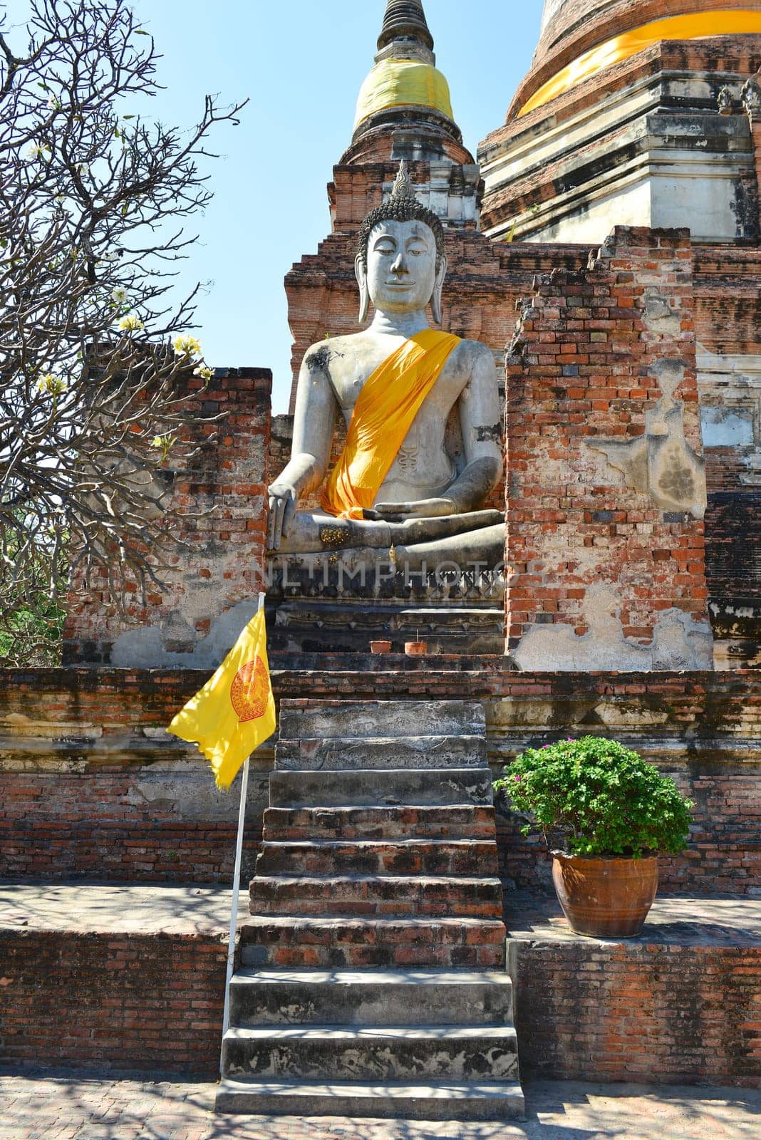 Buddha Status at Wat Yai Chaimongkol in Ayutthaya, Thailand