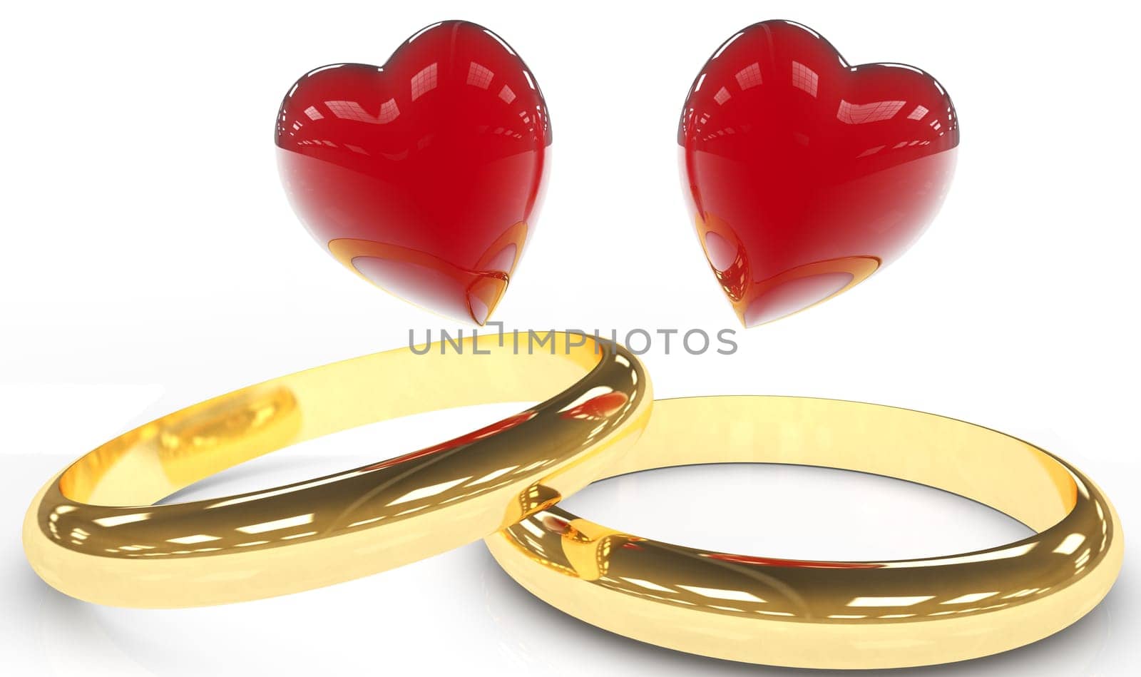 ring with two hearts with clipping path