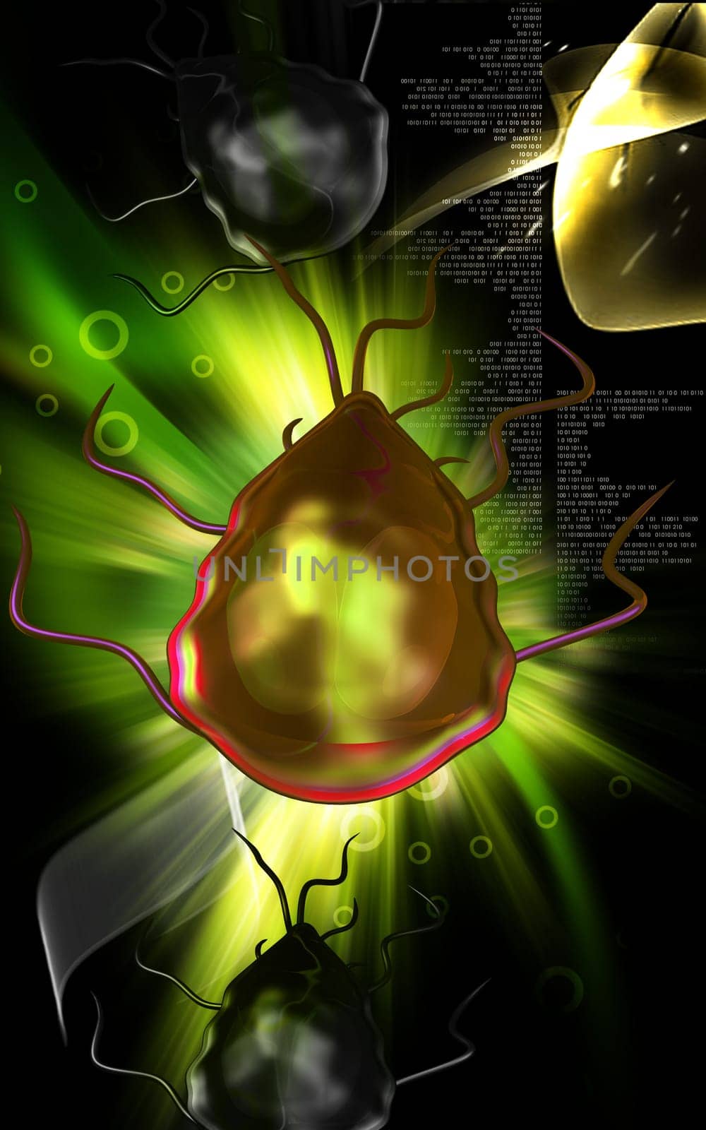 Digital illustration of Giardia in colour background