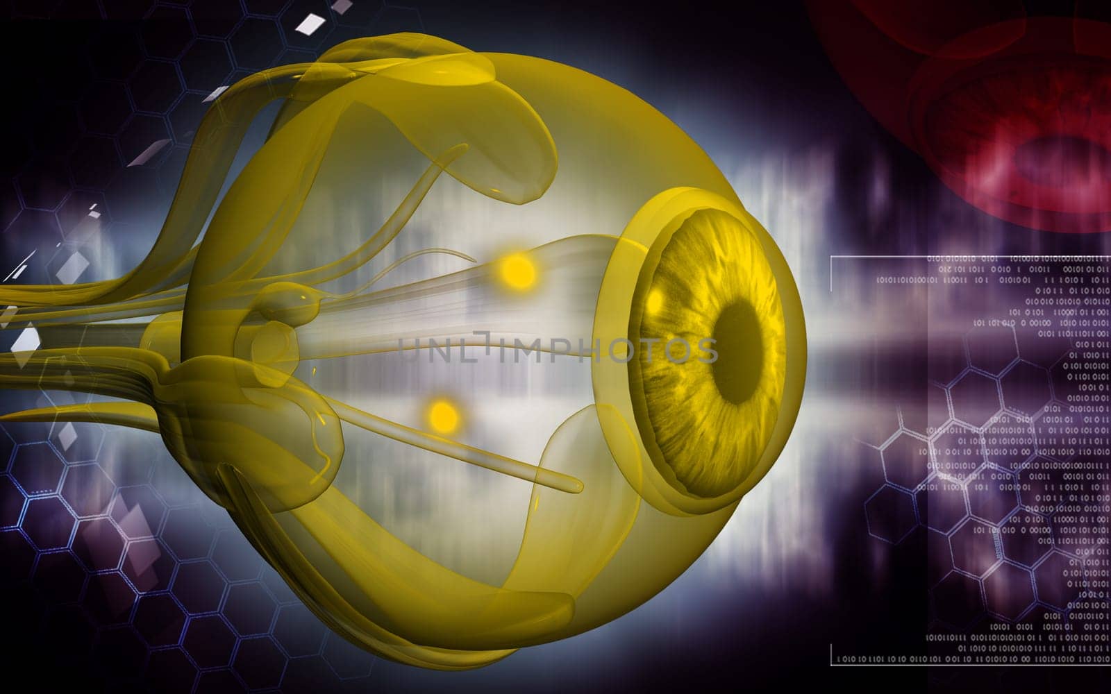 Digital illustration of eye in colour background