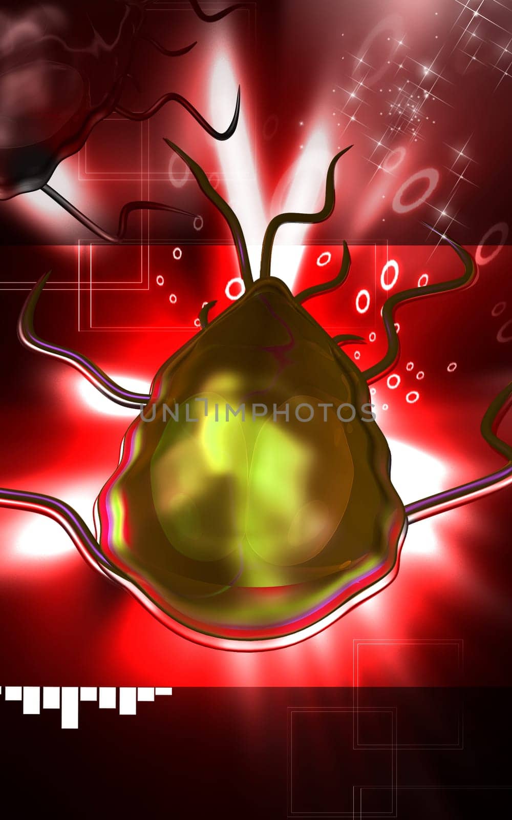 Digital illustration of Giardia in colour background