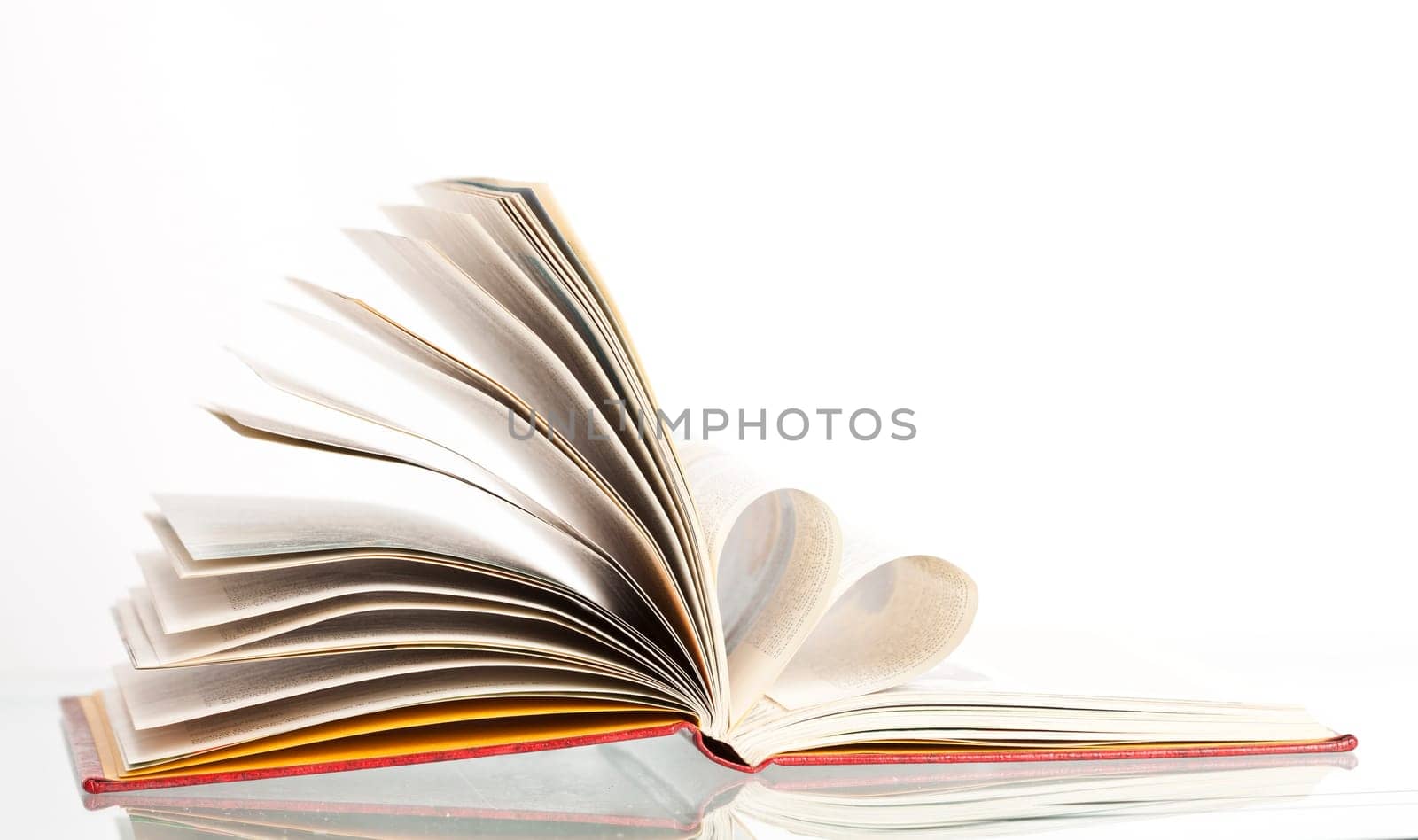 Close up on heart shaped book pages