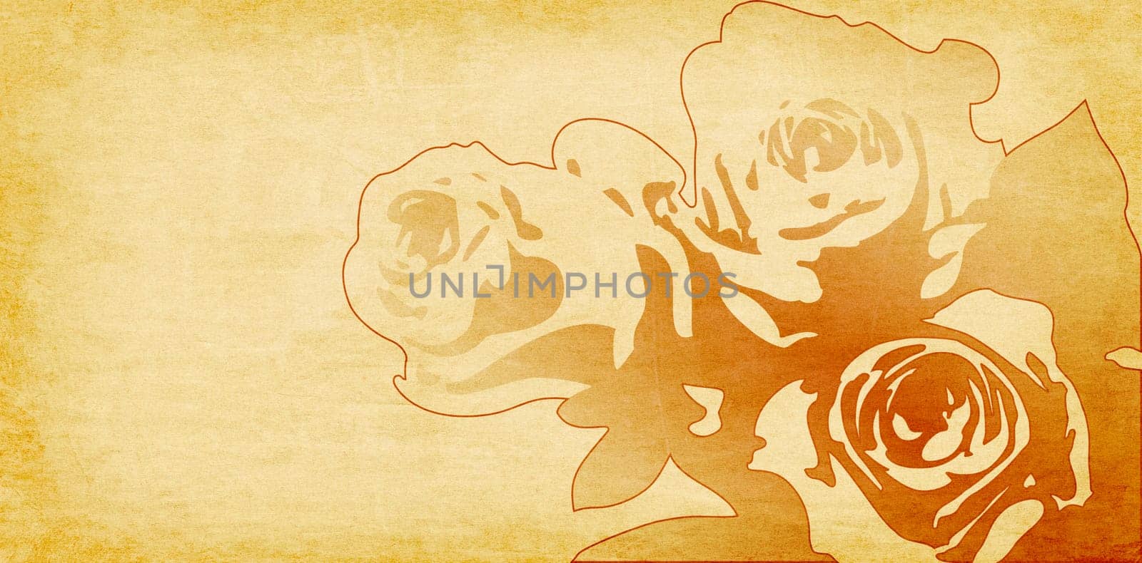 Rose petals on old texture,drawn