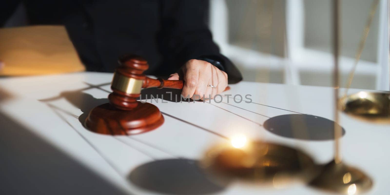 Lawyer's hand concept justice with judge gavel, Businessman in suit or Hiring lawyers in the digital system. legal law, prosecution, legal adviser, lawsuit, detective, investigation legal consultant..