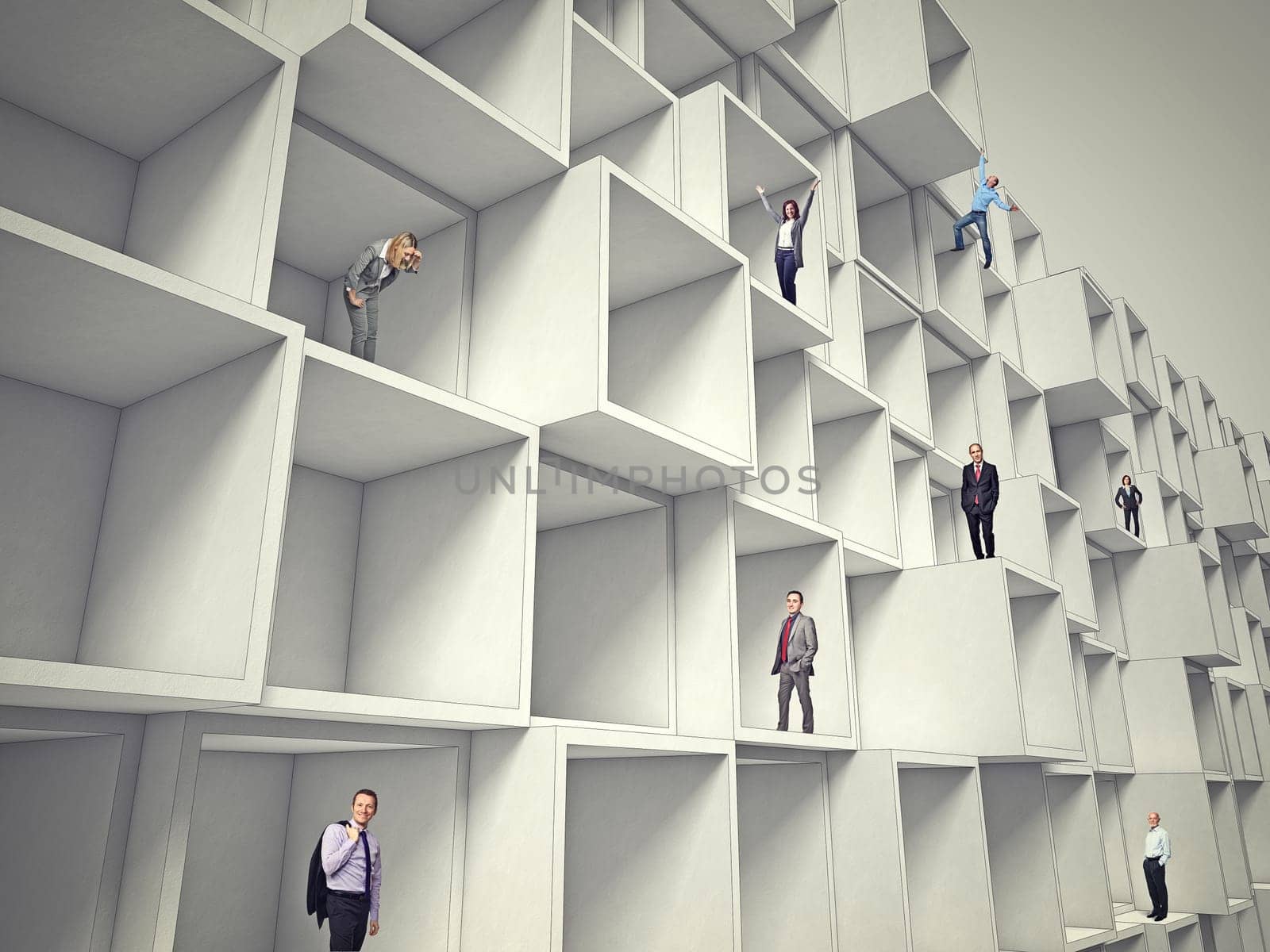 business people on 3d abstract architecture