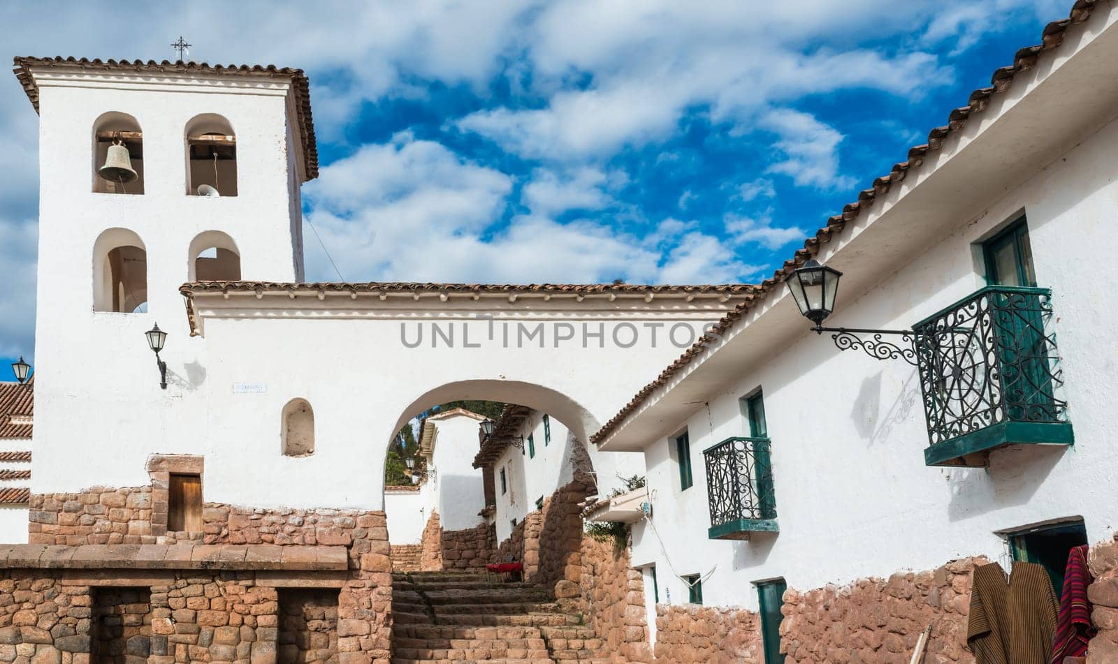 Chincheros town in the peruvian Andes at Cuzco Peru