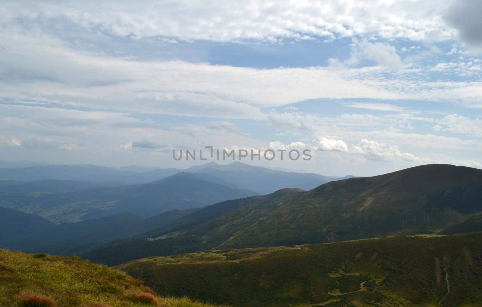 mountain, green, sky, cloud, footpath, eternity, nature, tranquil