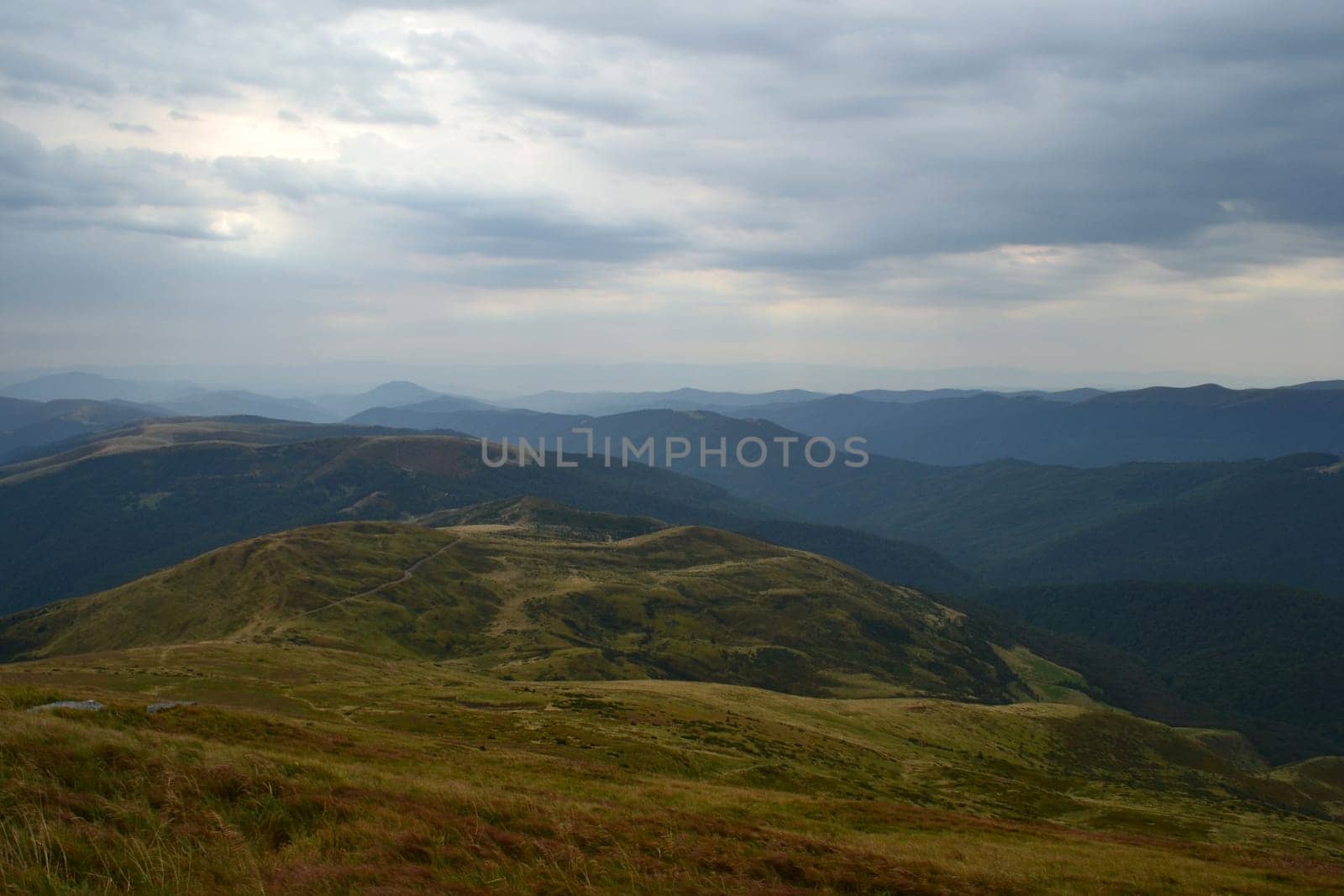 mountain, green, sky, cloud, footpath, eternity, nature, tranquil